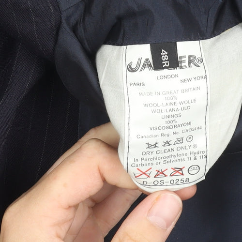 Jaeger Men's Black Striped Wool Blazer 48