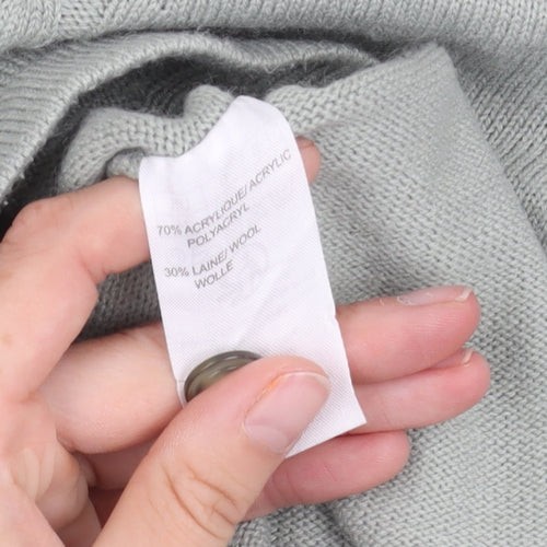 Afibel Women's Grey V-Neck Cable-Knit Jumper