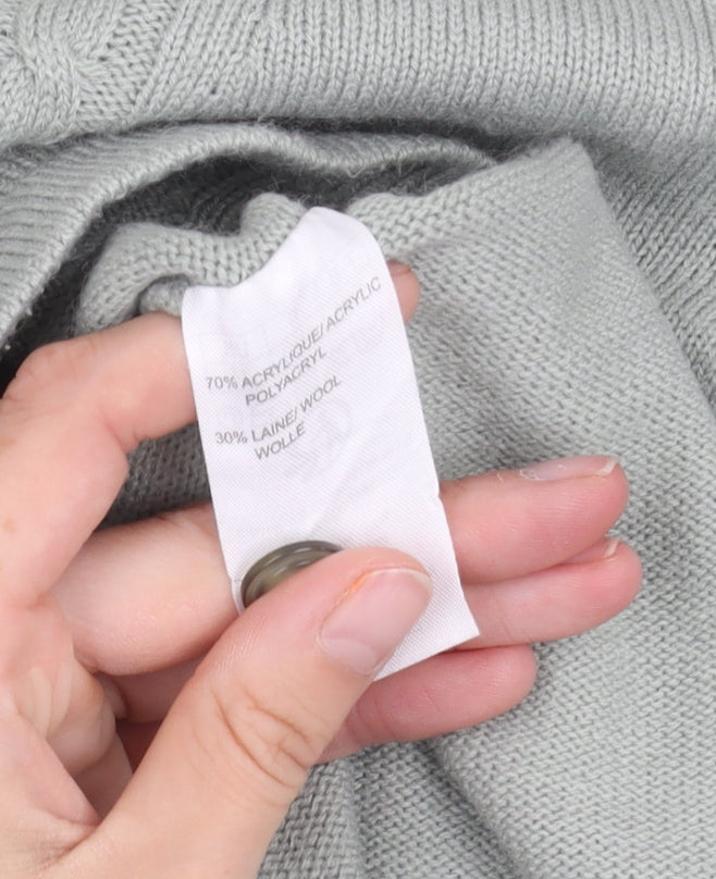 Afibel Women's Grey V-Neck Cable-Knit Jumper