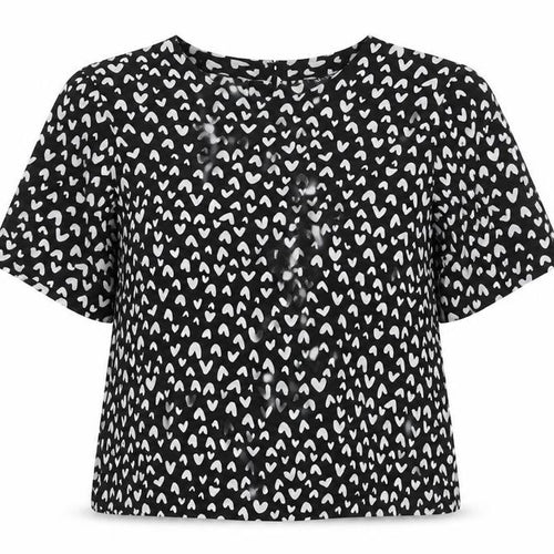 Marks and Spencer Womens Black White-Hearts Print Print Top Size 14