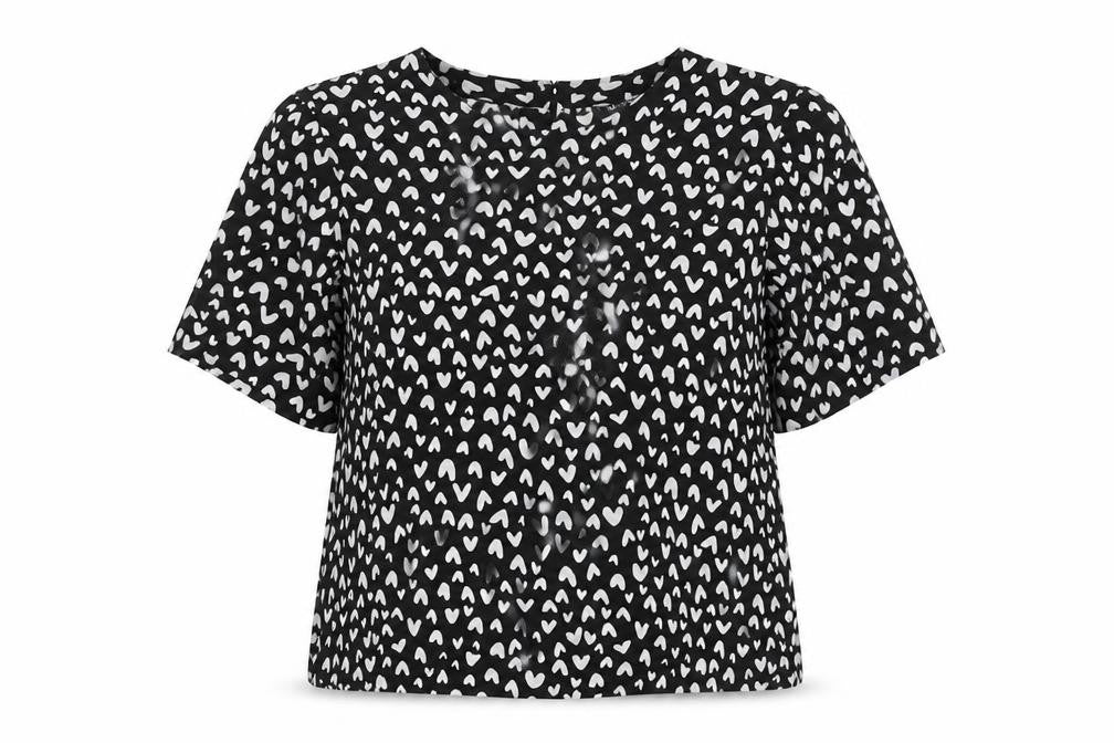 Marks and Spencer Womens Black White-Hearts Print Print Top Size 14