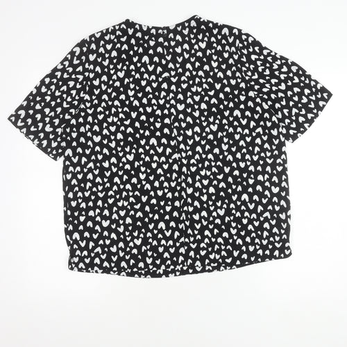 Marks and Spencer Womens Black White-Hearts Print Print Top Size 14