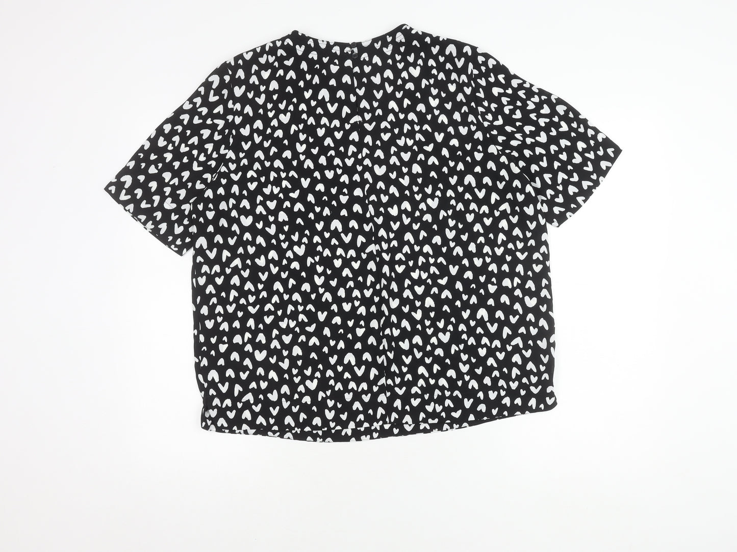 Marks and Spencer Womens Black White-Hearts Print Print Top Size 14