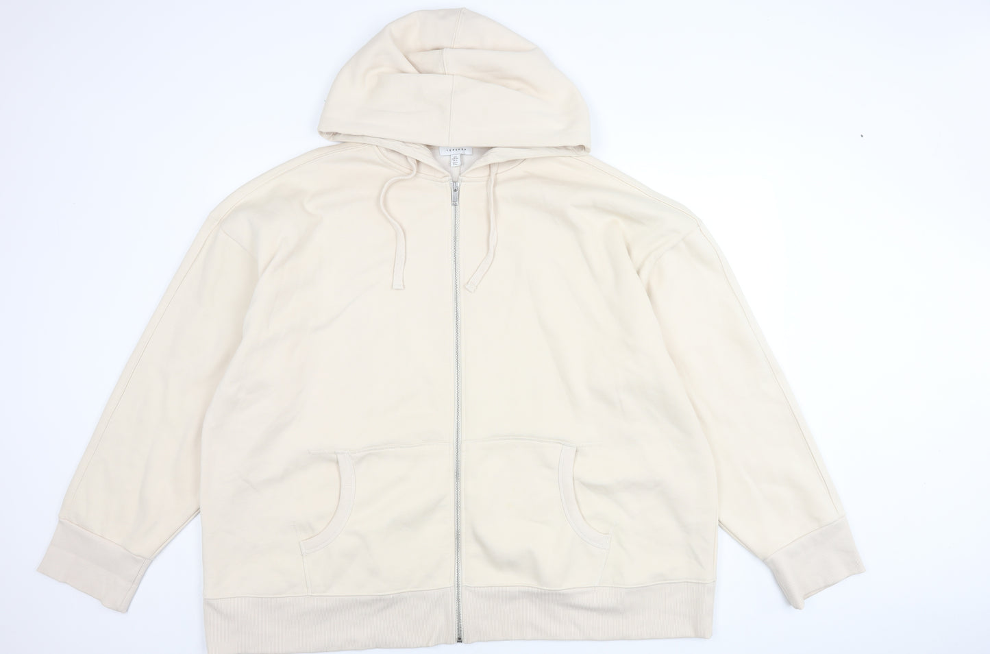 Topshop Women’s Beige Hooded Jacket, Size L, Casual