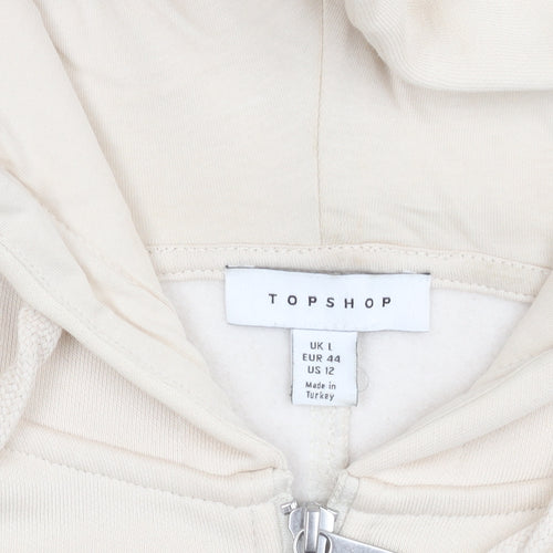 Topshop Women’s Beige Hooded Jacket, Size L, Casual