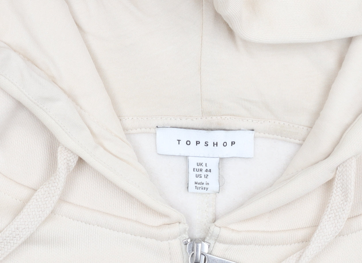 Topshop Women’s Beige Hooded Jacket, Size L, Casual
