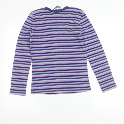M&Co Women's Multicoloured Striped V-Neck T-Shirt L