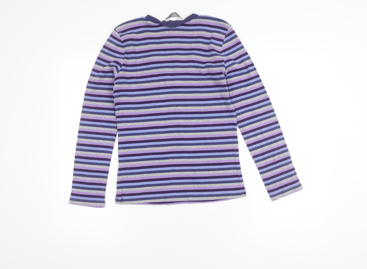 M&Co Women's Multicoloured Striped V-Neck T-Shirt L