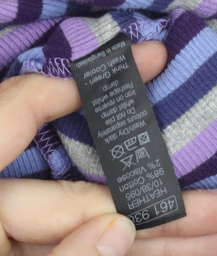 M&Co Women's Multicoloured Striped V-Neck T-Shirt L