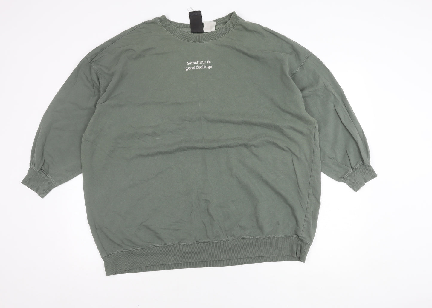 H&M Women's Green XL Pullover Jumper, Casual Cotton