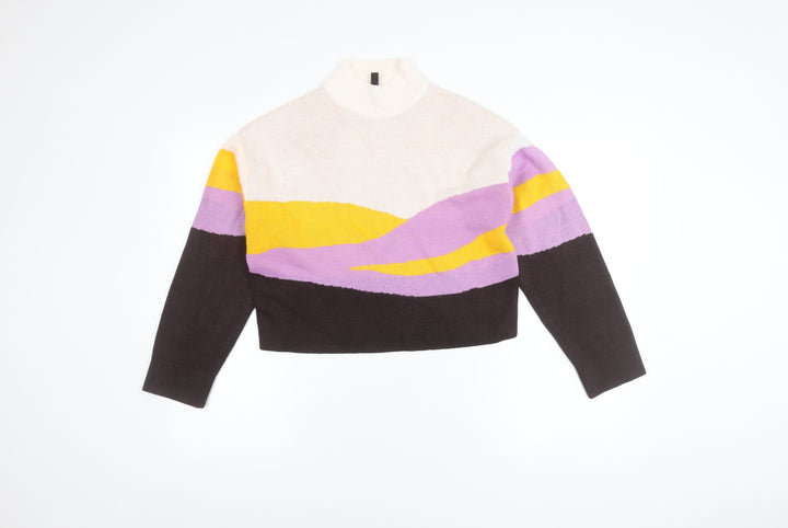 H&M Women’s Multicoloured High Neck Striped Jumper XS