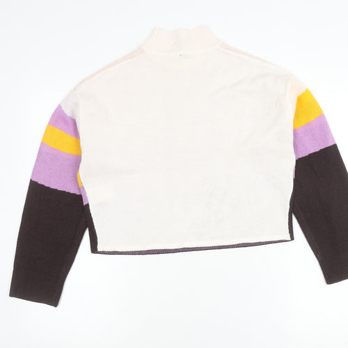 H&M Women’s Multicoloured High Neck Striped Jumper XS