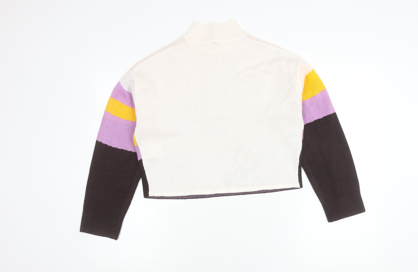 H&M Women’s Multicoloured High Neck Striped Jumper XS