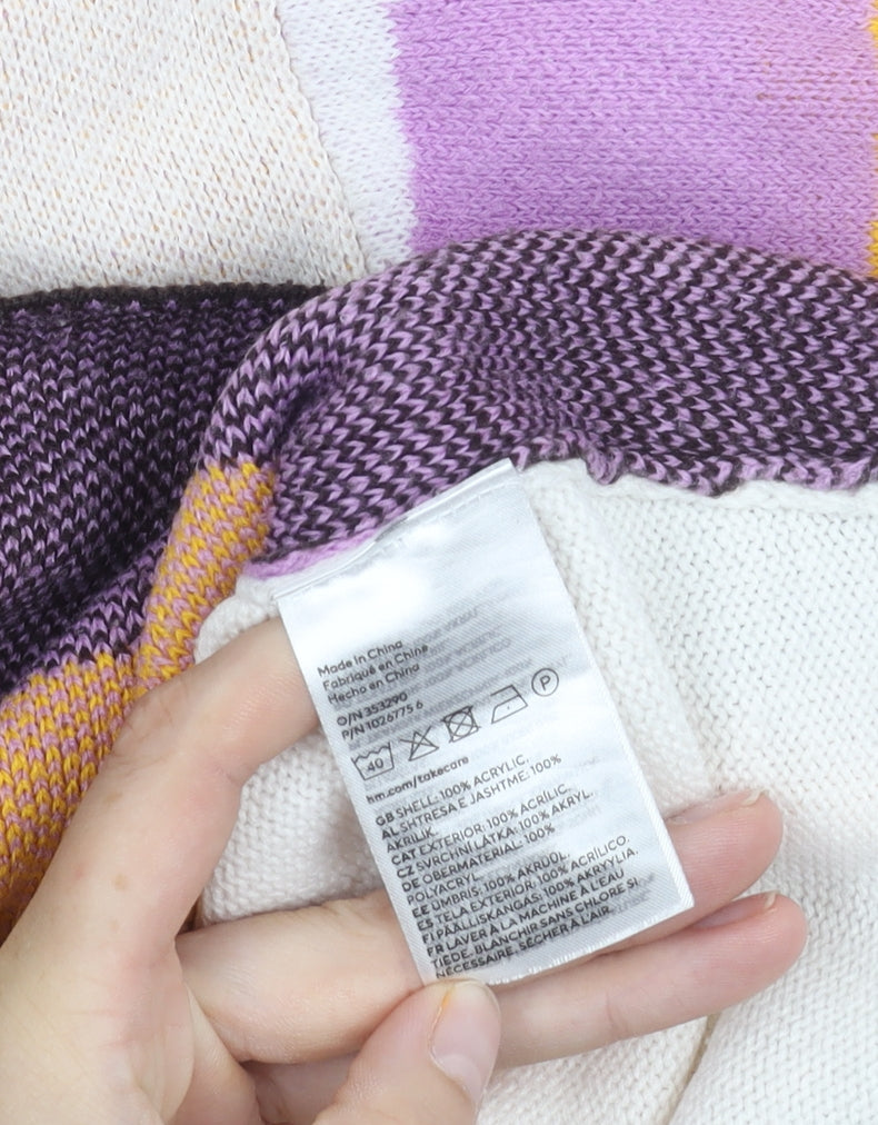 H&M Women’s Multicoloured High Neck Striped Jumper XS