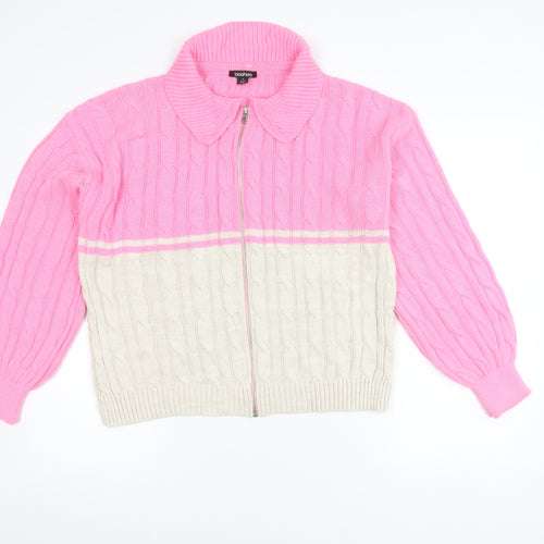 Boohoo Women's Pink Full Zip Collared Jumper