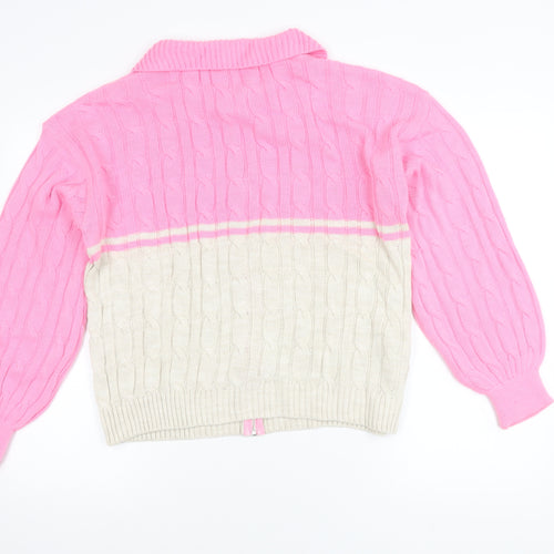 Boohoo Women's Pink Full Zip Collared Jumper