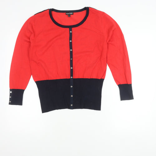 Marble Women's Red Cardigan - Size 12, Button Accent