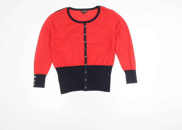 Marble Women's Red Cardigan - Size 12, Button Accent