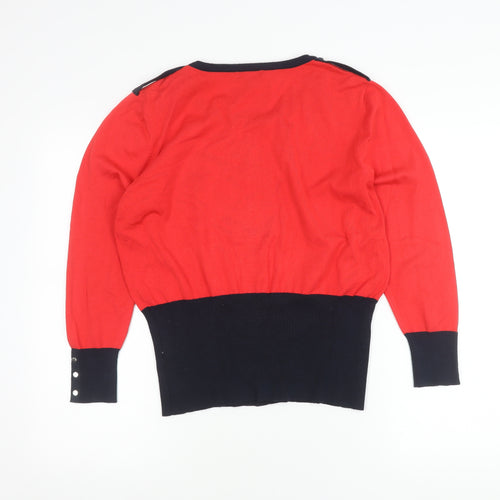 Marble Women's Red Cardigan - Size 12, Button Accent