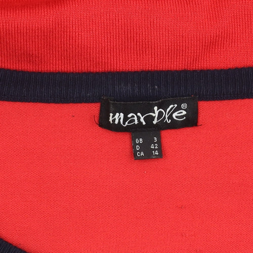 Marble Women's Red Cardigan - Size 12, Button Accent