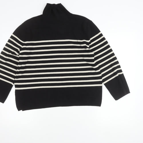 H&M Women's Striped Roll Neck Jumper Black XS