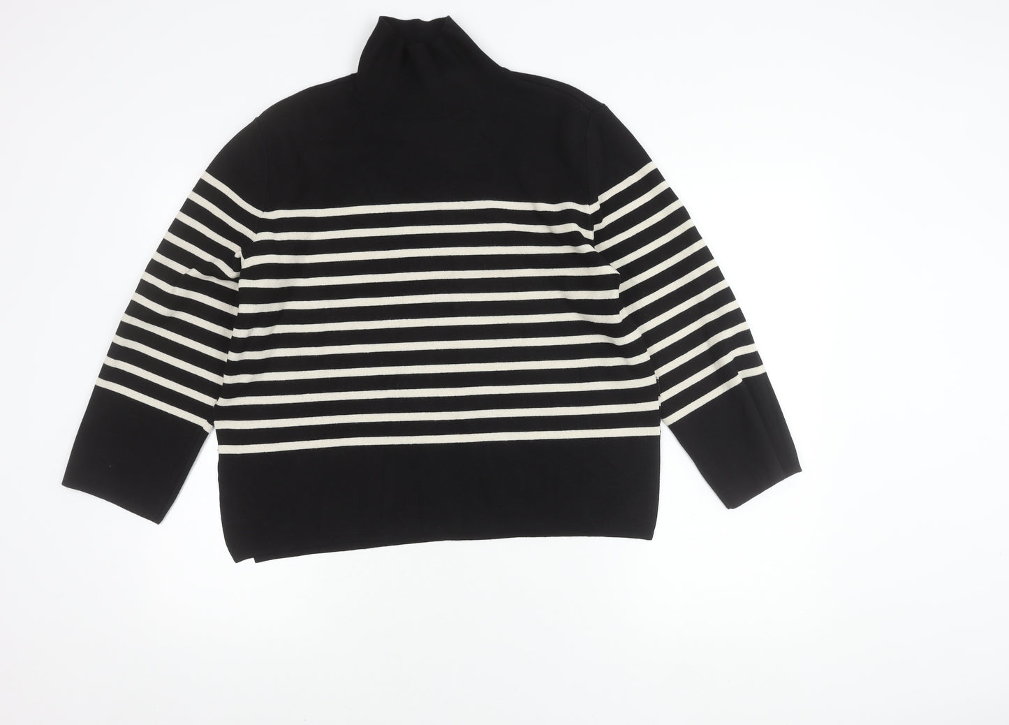 H&M Women's Striped Roll Neck Jumper Black XS