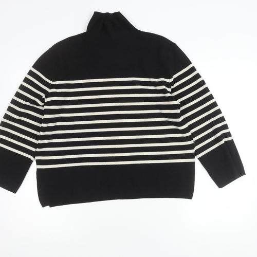 H&M Women's Striped Roll Neck Jumper Black XS