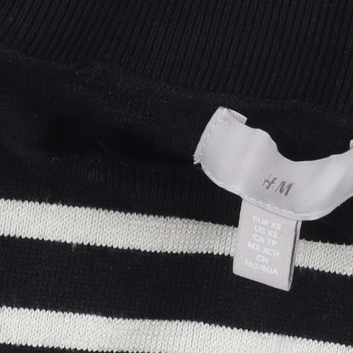 H&M Women's Striped Roll Neck Jumper Black XS
