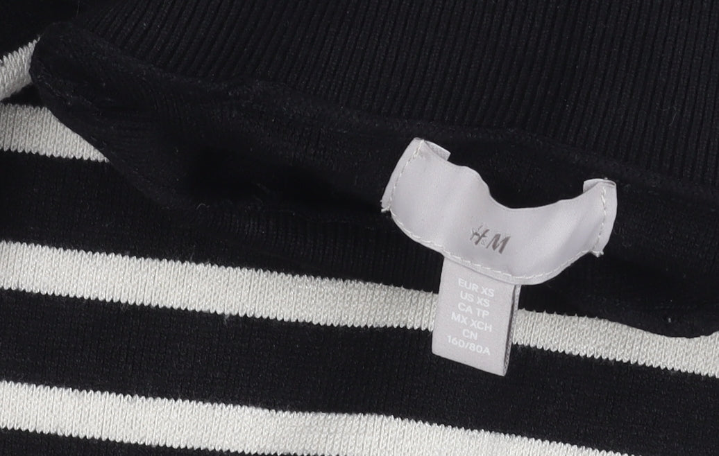 H&M Women's Striped Roll Neck Jumper Black XS