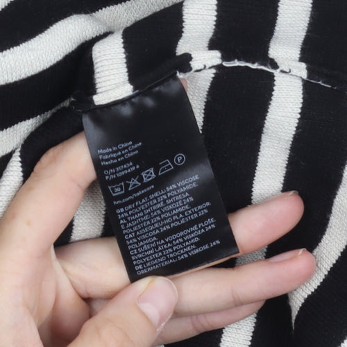 H&M Women's Striped Roll Neck Jumper Black XS