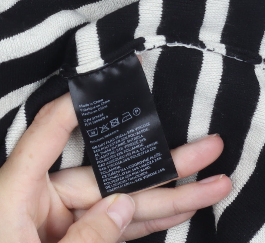 H&M Women's Striped Roll Neck Jumper Black XS