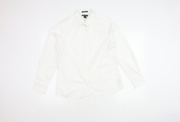 Lands' End Men's White Cotton Button-Up Shirt