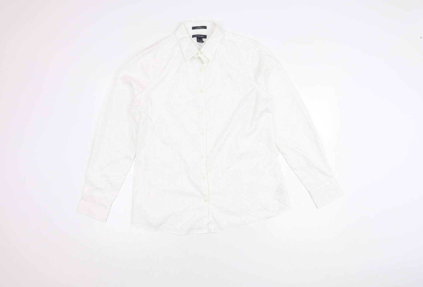 Lands' End Men's White Cotton Button-Up Shirt
