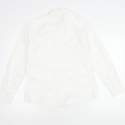 Lands' End Men's White Cotton Button-Up Shirt