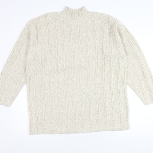 BHS Women's Ivory Mock Neck Cable-Knit Pullover Jumper 18-20