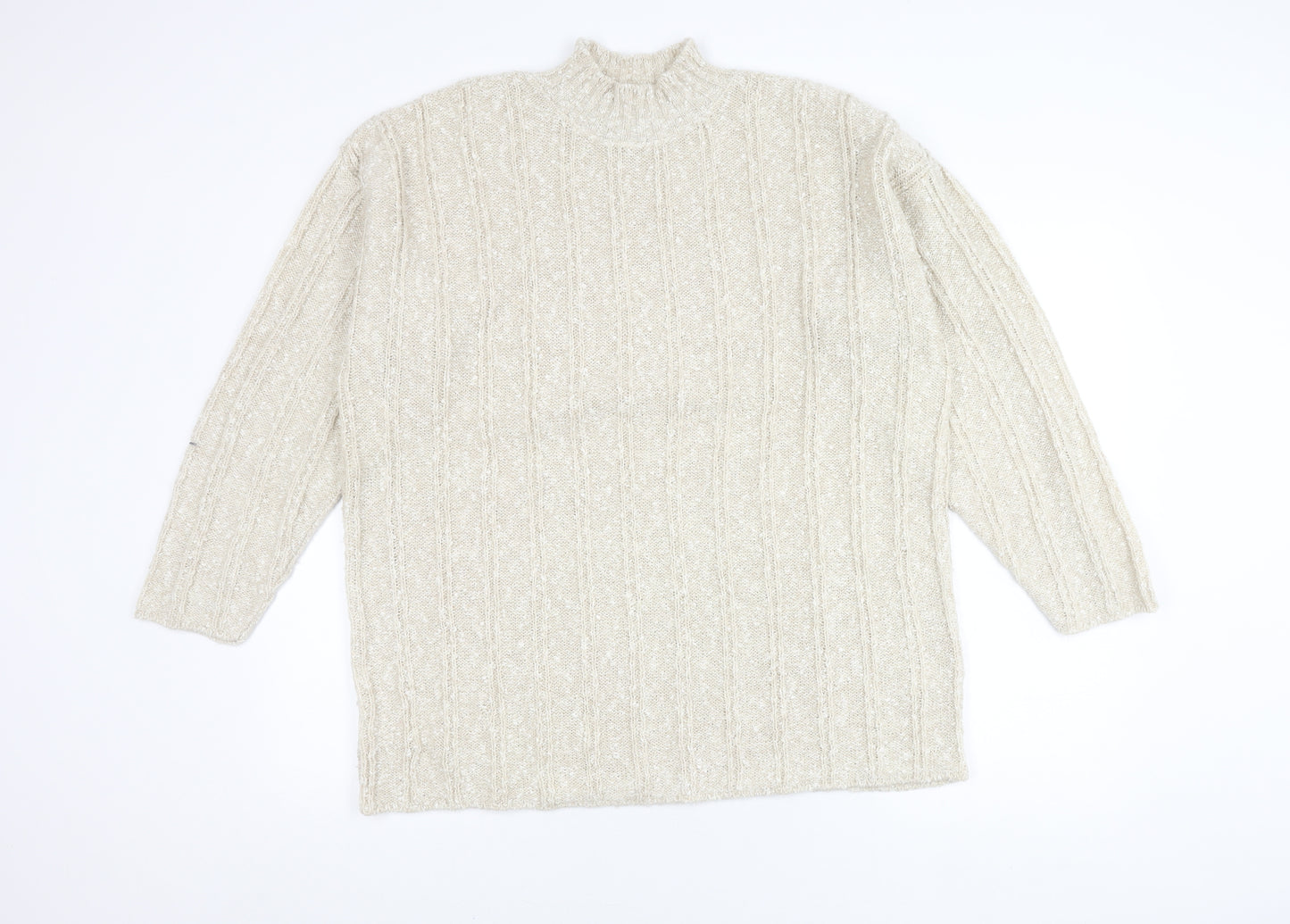 BHS Women's Ivory Mock Neck Cable-Knit Pullover Jumper 18-20
