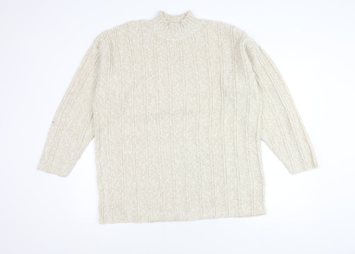 BHS Women's Ivory Mock Neck Cable-Knit Pullover Jumper 18-20