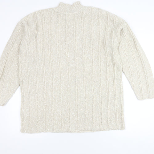 BHS Women's Ivory Mock Neck Cable-Knit Pullover Jumper 18-20