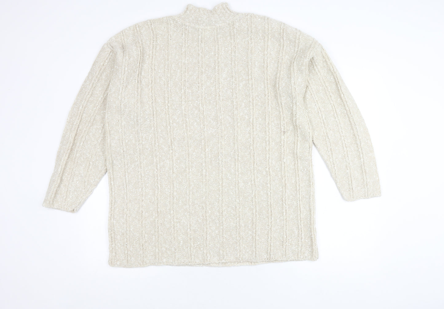 BHS Women's Ivory Mock Neck Cable-Knit Pullover Jumper 18-20
