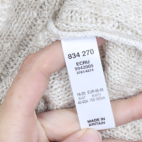 BHS Women's Ivory Mock Neck Cable-Knit Pullover Jumper 18-20