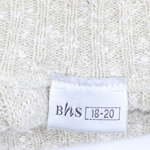 BHS Women's Ivory Mock Neck Cable-Knit Pullover Jumper 18-20