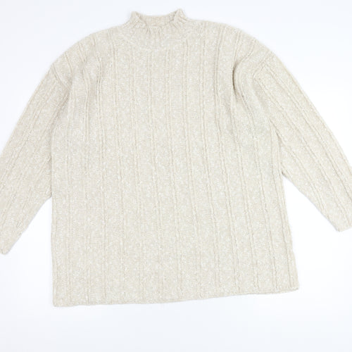 BHS Women's Ivory Cable-Knit High Neck Jumper 18-20
