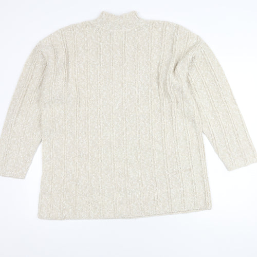 BHS Women's Ivory Cable-Knit High Neck Jumper 18-20