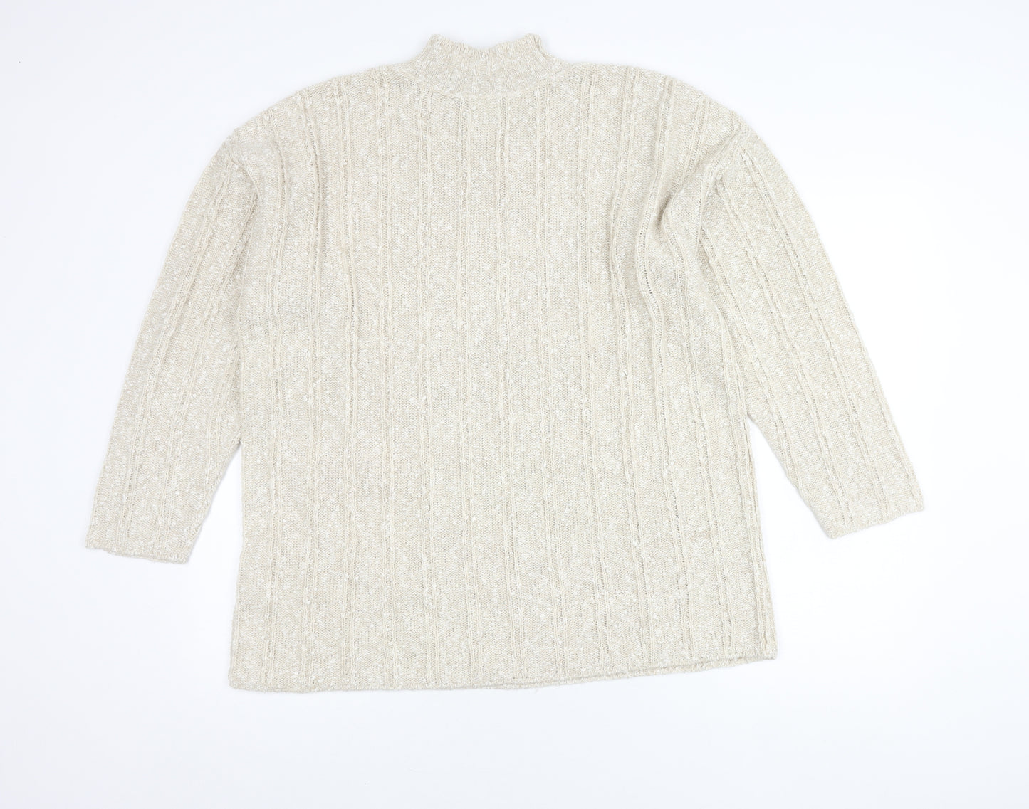 BHS Women's Ivory Cable-Knit High Neck Jumper 18-20
