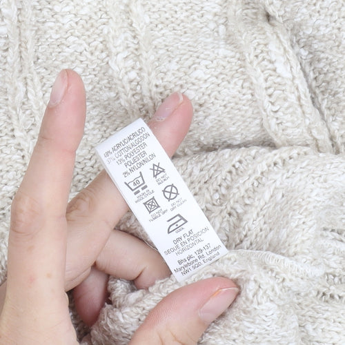 BHS Women's Ivory Cable-Knit High Neck Jumper 18-20