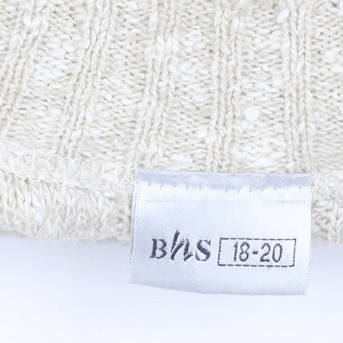 BHS Women's Ivory Cable-Knit High Neck Jumper 18-20