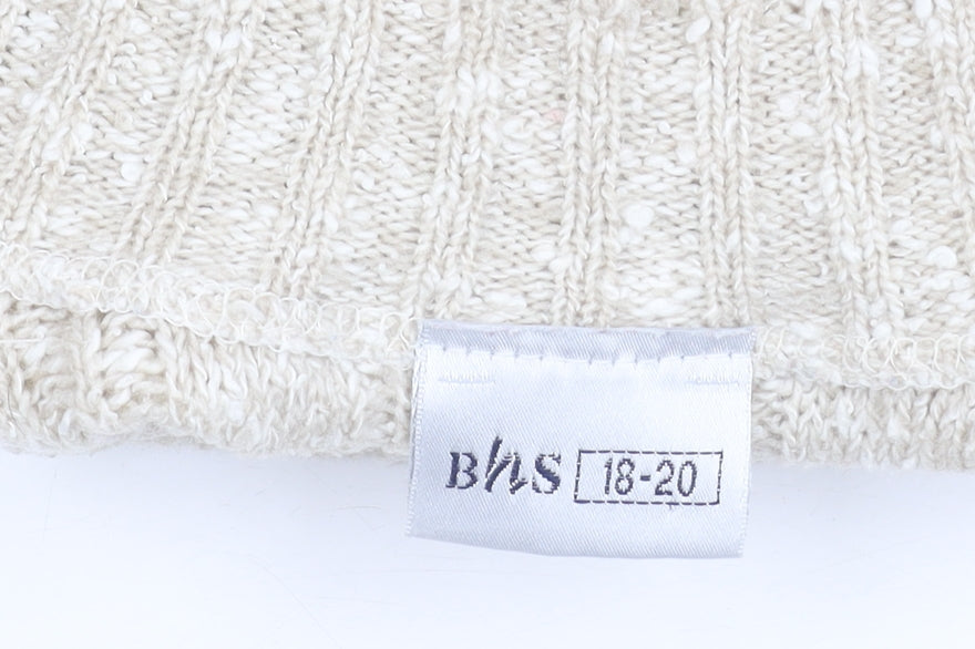 BHS Women's Ivory Cable-Knit High Neck Jumper 18-20