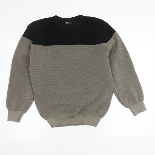 boohooMAN Men's Grey Waffle-Knit Jumper L