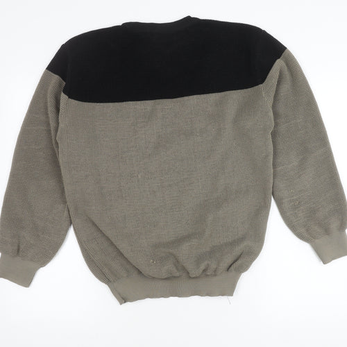 boohooMAN Men's Grey Waffle-Knit Jumper L