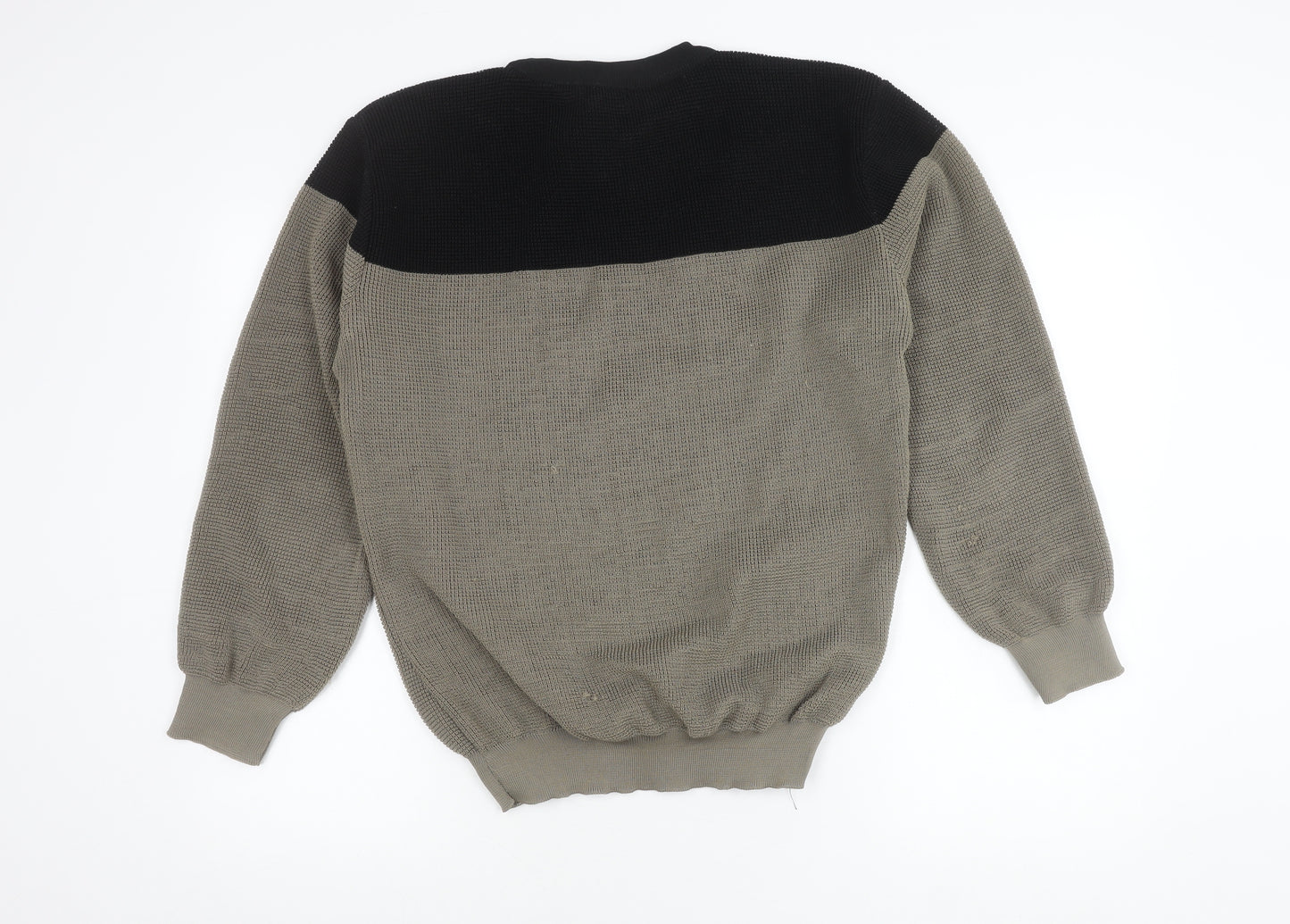 boohooMAN Men's Grey Waffle-Knit Jumper L